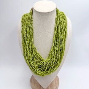 Vintage Glass Beaded 1927 Coin Multi-Layered Statement Necklace